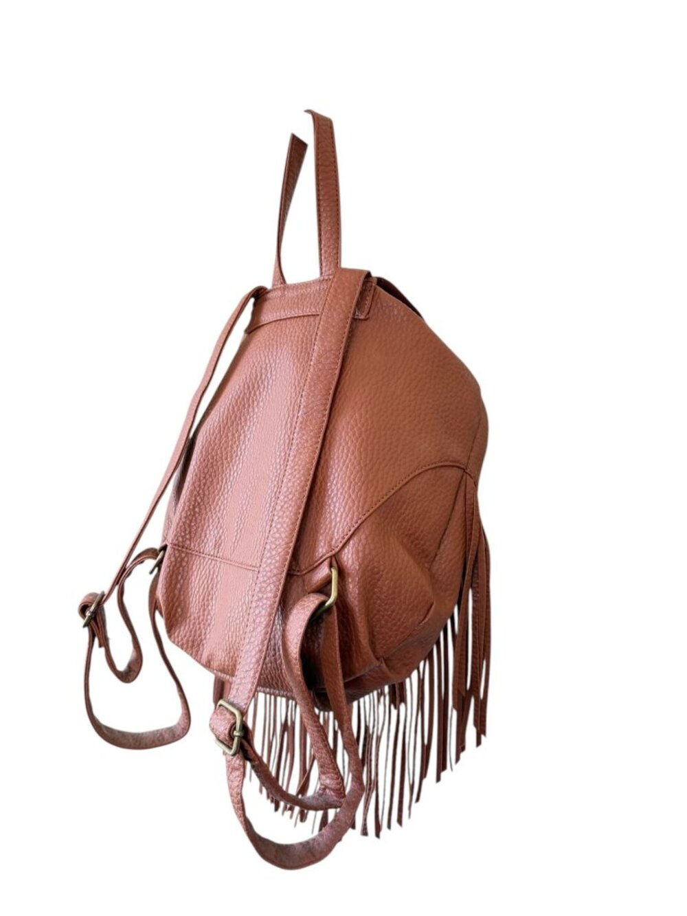 Primark Boho Fringe Mini Backpack Cognac Brown Festival Western Bag - Picture 4 of 8